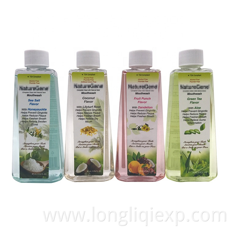 Wholesale 90ml green tea aloe flavor hotel mouthwash organic